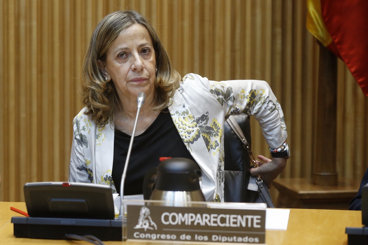 La tesorera del PP, Carmen Navarro, durante su comparecencia en la Comision de Investigación sobre la supuesta financiación ilegal del PP fuente EFE