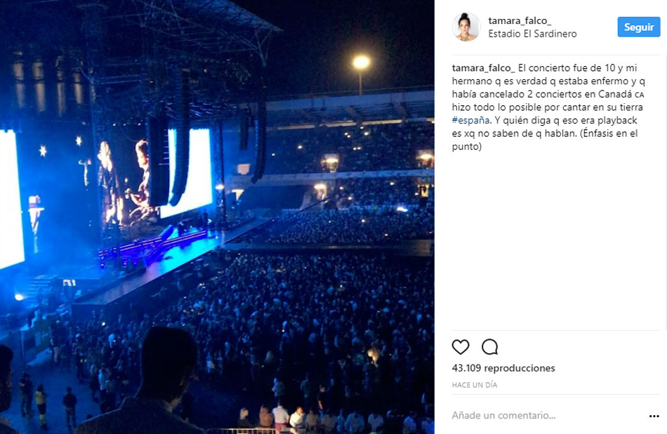 Publicación de Tamara Falcó en Instagram defendiendo la actuación de su hermano en Santander
