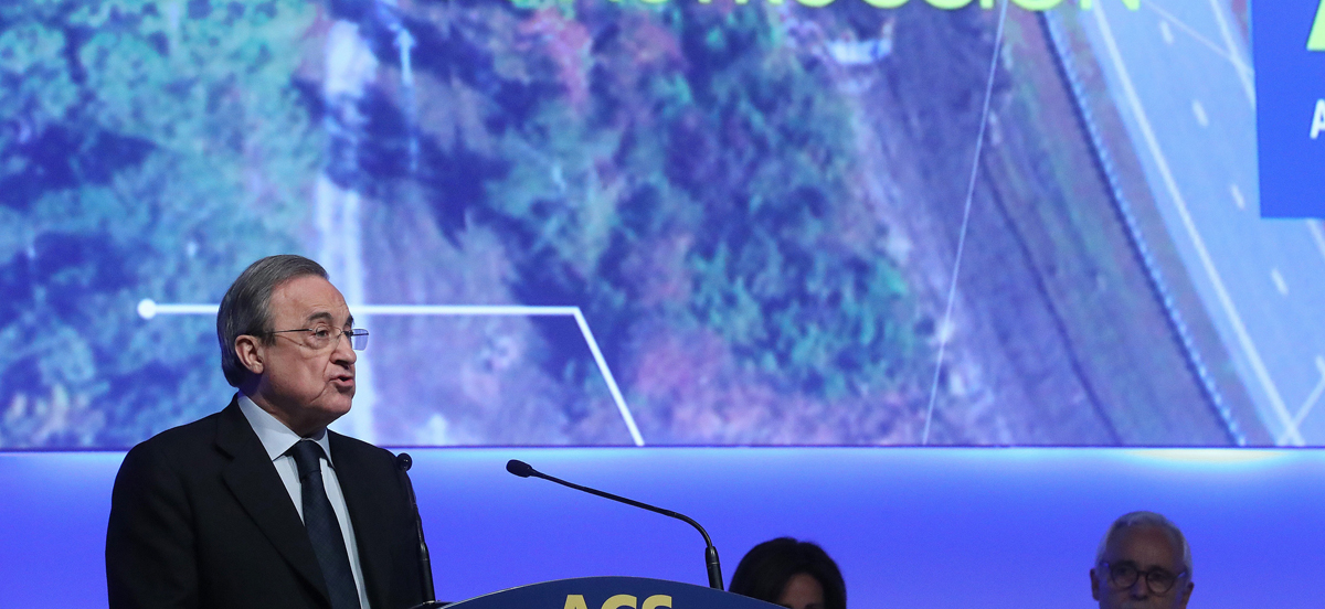 Florentino Pérez, presidente de ACS durante su intervención en una junta de accionistas 