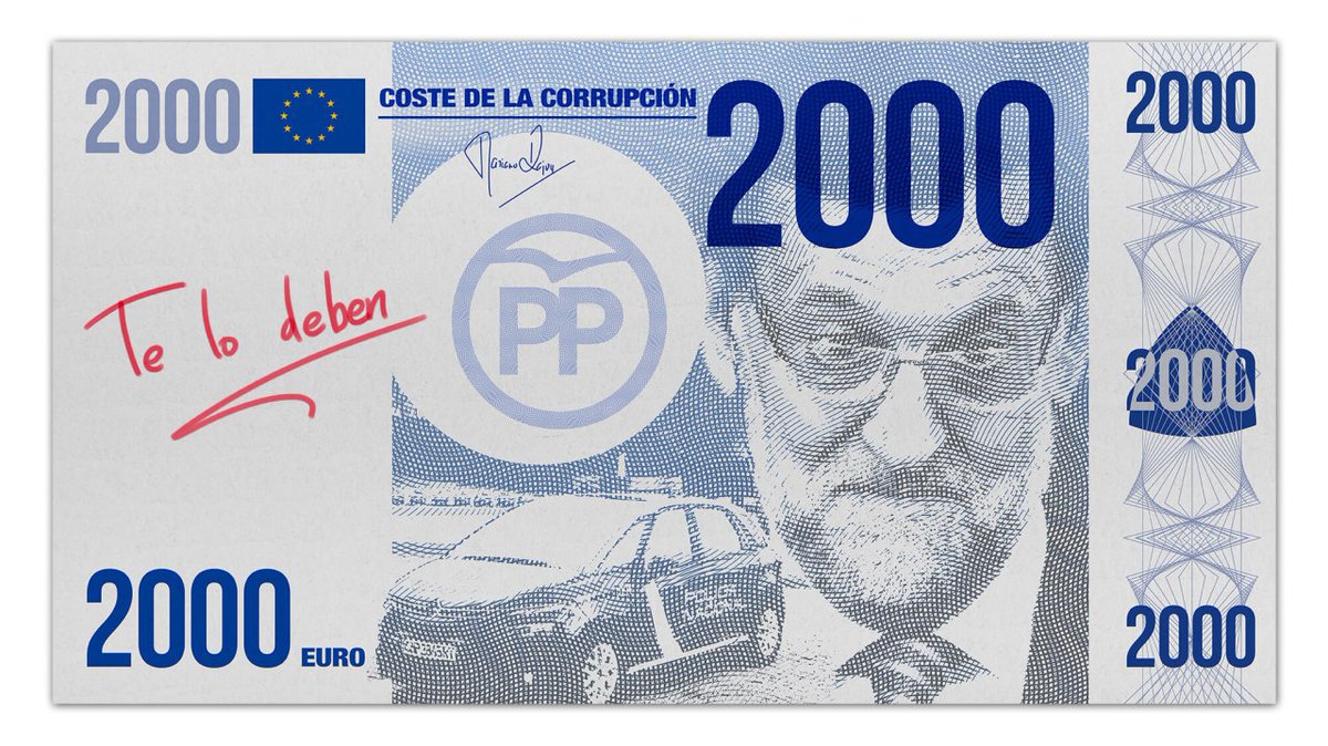 Billete que expresa lo que cuesta la corrupción del PP según Podemos 