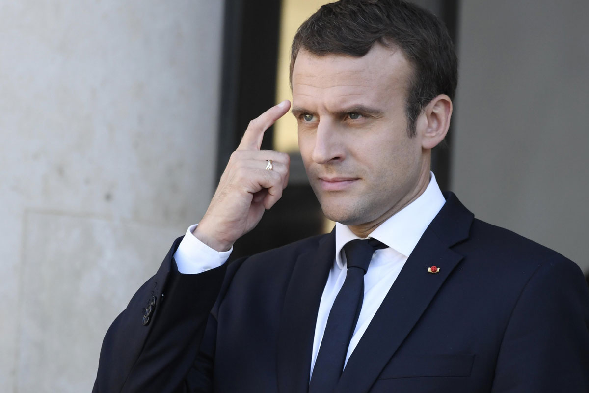 El presidente francés, Emmanuel Macron tras una reunión.