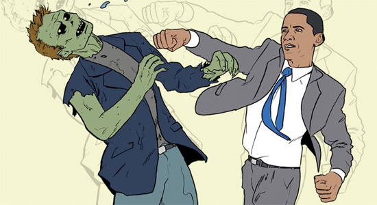 Obama se enfrenta a un zombie