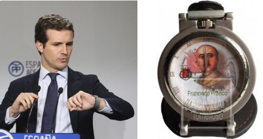 Pablo Casado y su reloj, visto por Diostuitero