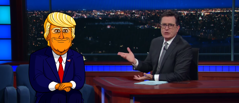El "animado" Donald Trump con Stephen Colbert