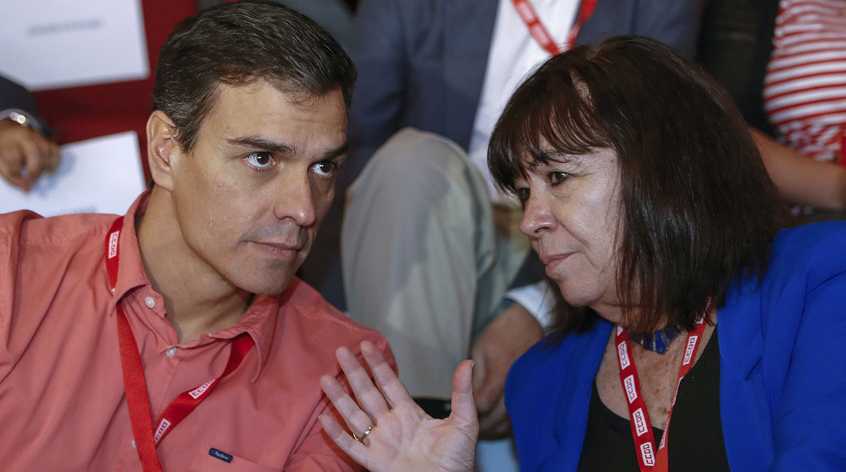 Pedro Sánchez, Secretario General del PSOE y Cristina Narbona, Presidenta del PSOE