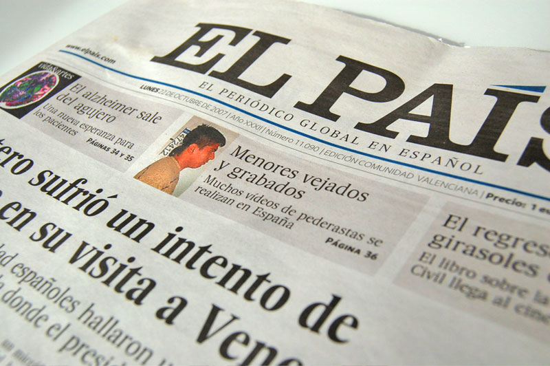 Imagen de archivo de una portada de "El País"