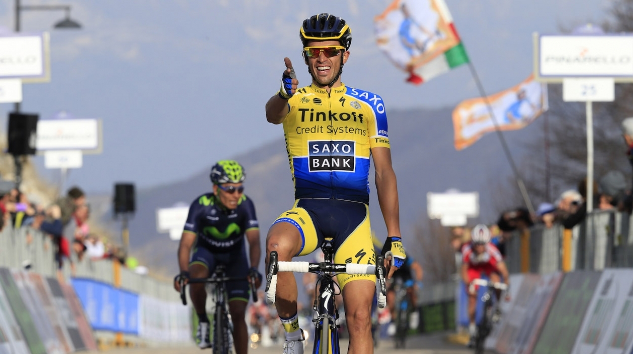 Alberto Contador, en una imagen de archivo, celebrando un triunfo de etapa. 