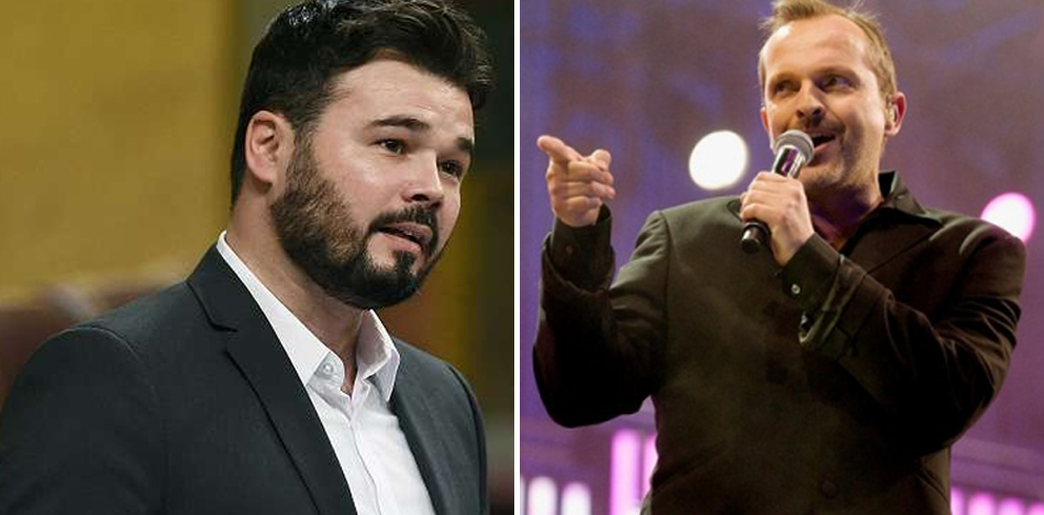 El diputado independentista Gabriel Rufián y el cantante Miguel Bosé