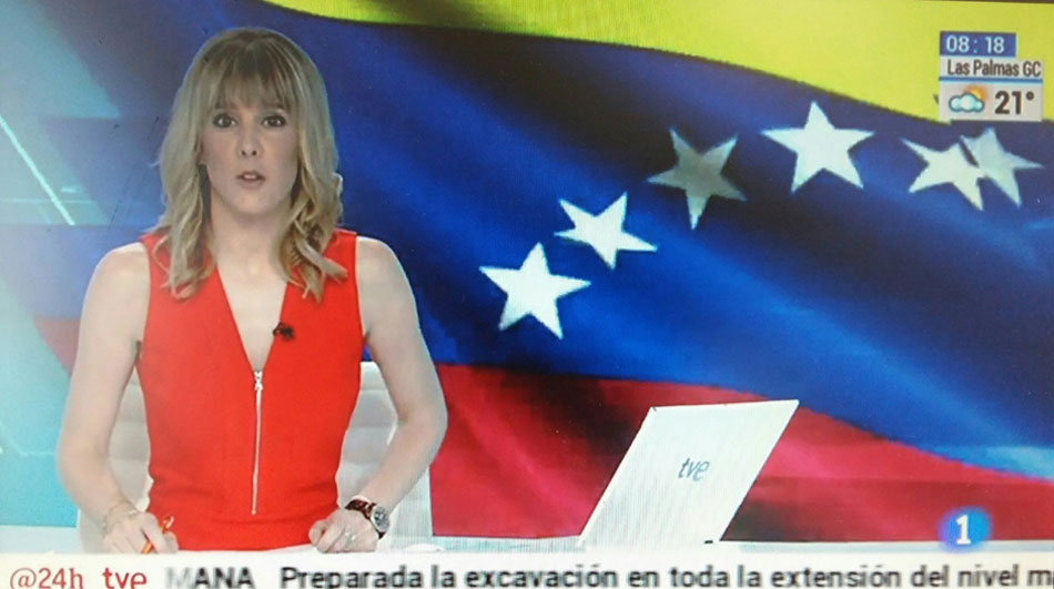 El telediario de TVE informando sobre Venezuela