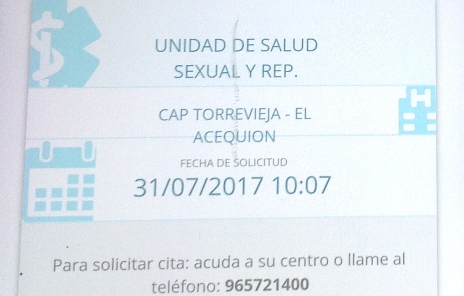 Cita en la unidad de salud sexual y reproducción de José Luis. 