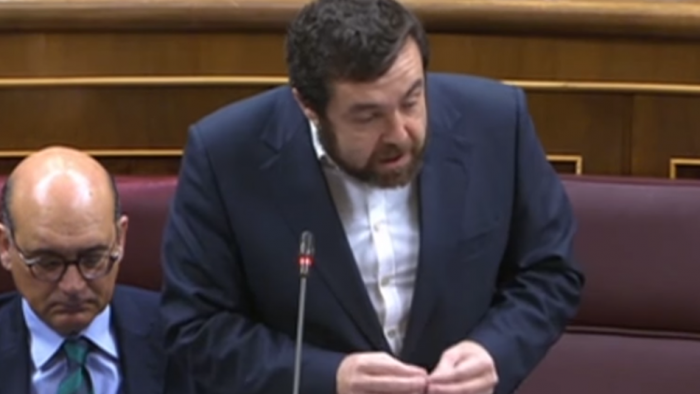 El diputado de Ciudadanos, Miguel Gutiérrez,  durante una de sus intervenciones en el Congreso. 