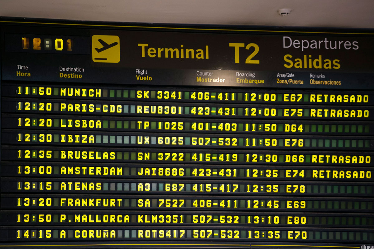 Monitor de información de salidas del Aeropuerto de Barajas (Madrid)