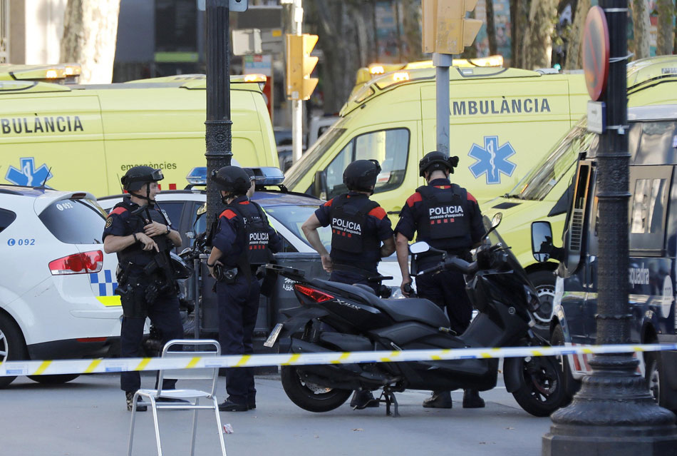 Los Mossos desplegados en Barcelona 