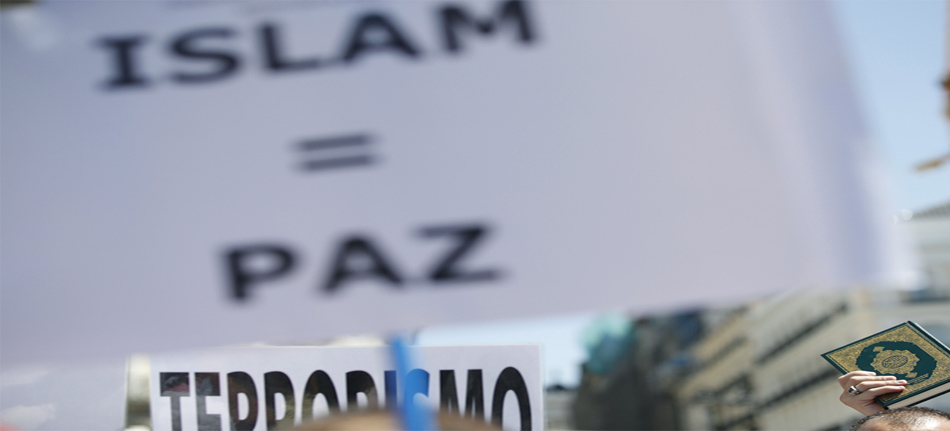 Pancarta con el mensaje de "Islam = Paz"