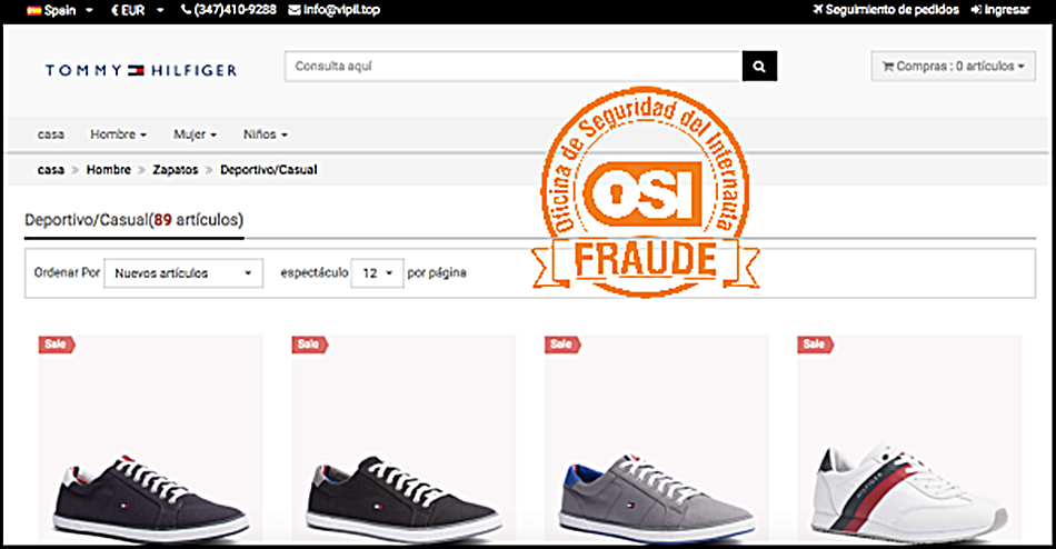 Imagen publicada por la Oficina de Seguridad del Internauta de una de estas tiendas fraudulentas. 