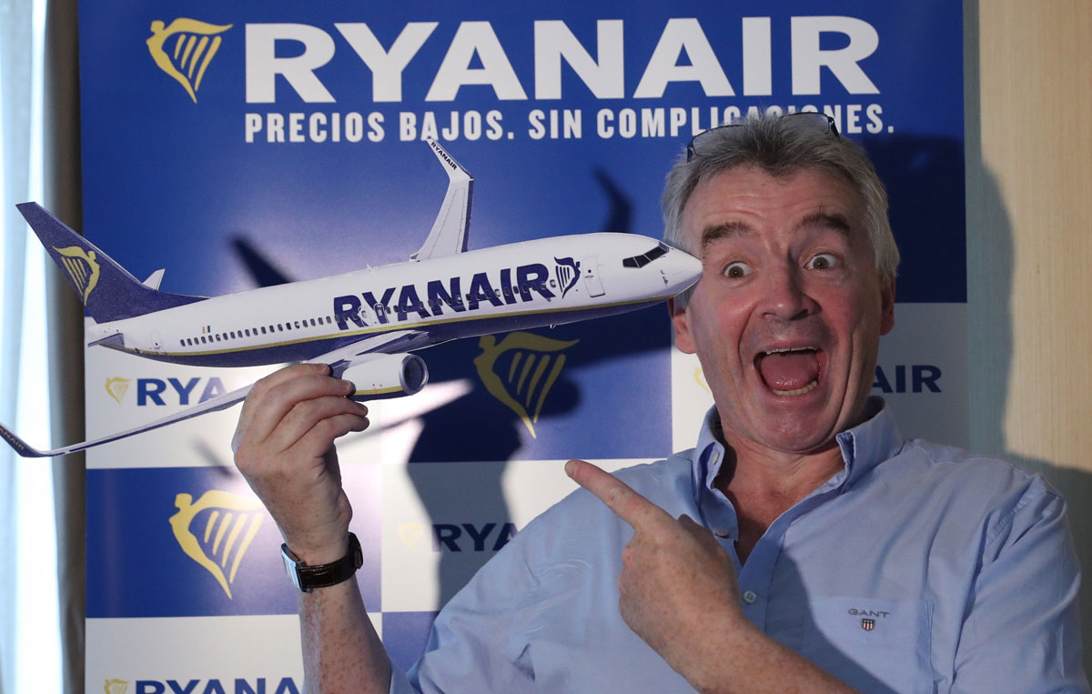 El consejero delegado de Ryanair, Michael O'Leary, durante la rueda de prensa. 