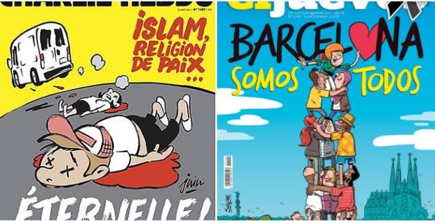 Portadas de Charlie Hebdo y El Jueves