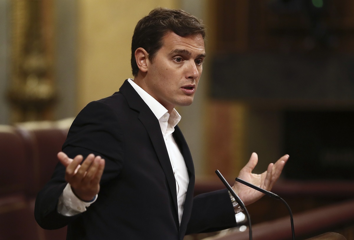 El presidente de Ciudadanos, Albert Rivera, durante su intervención en el Congreso