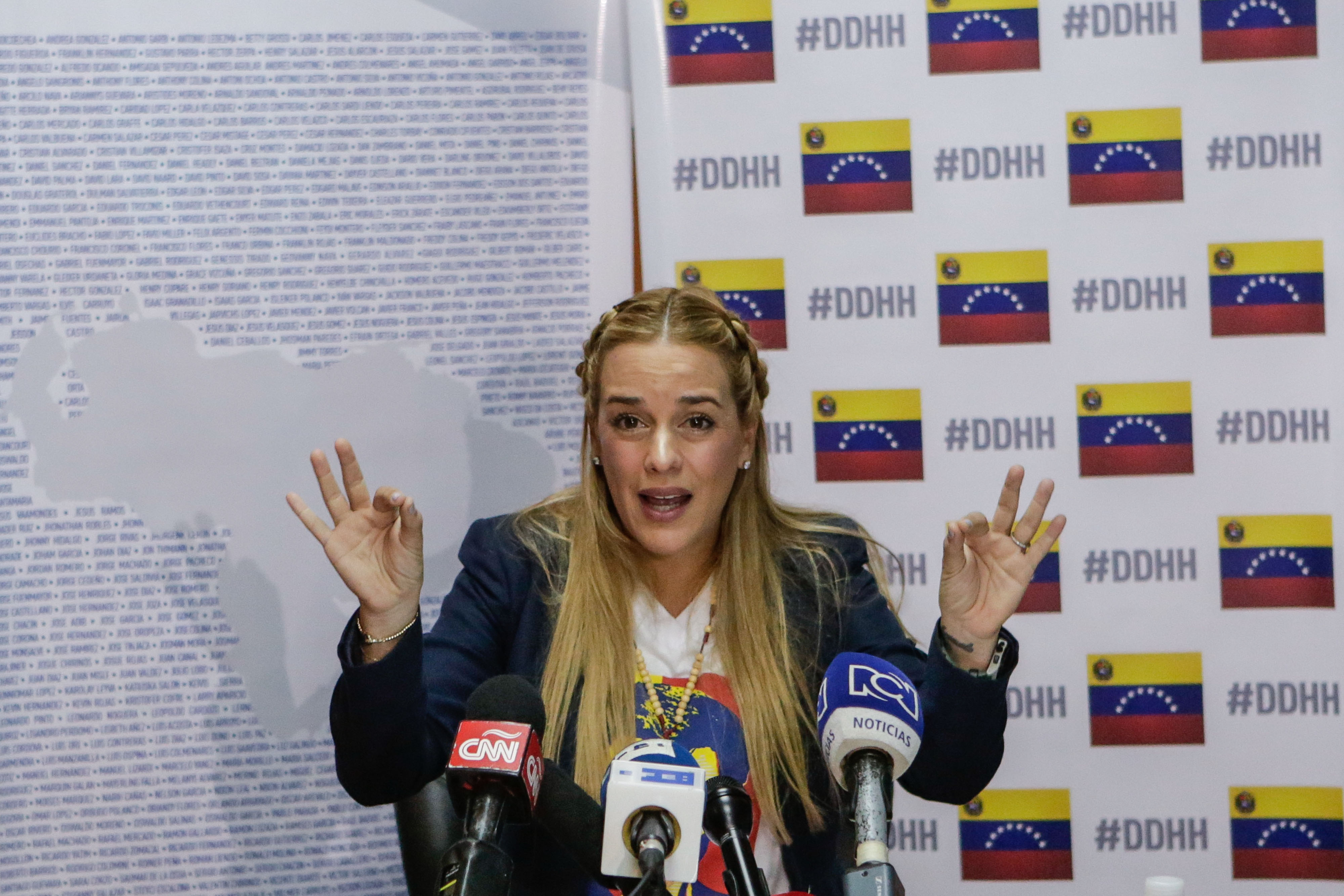 Lilian Tintori, en la rueda de prensa ofrecida a corresponsales de prensa extranjeros el pasado martes