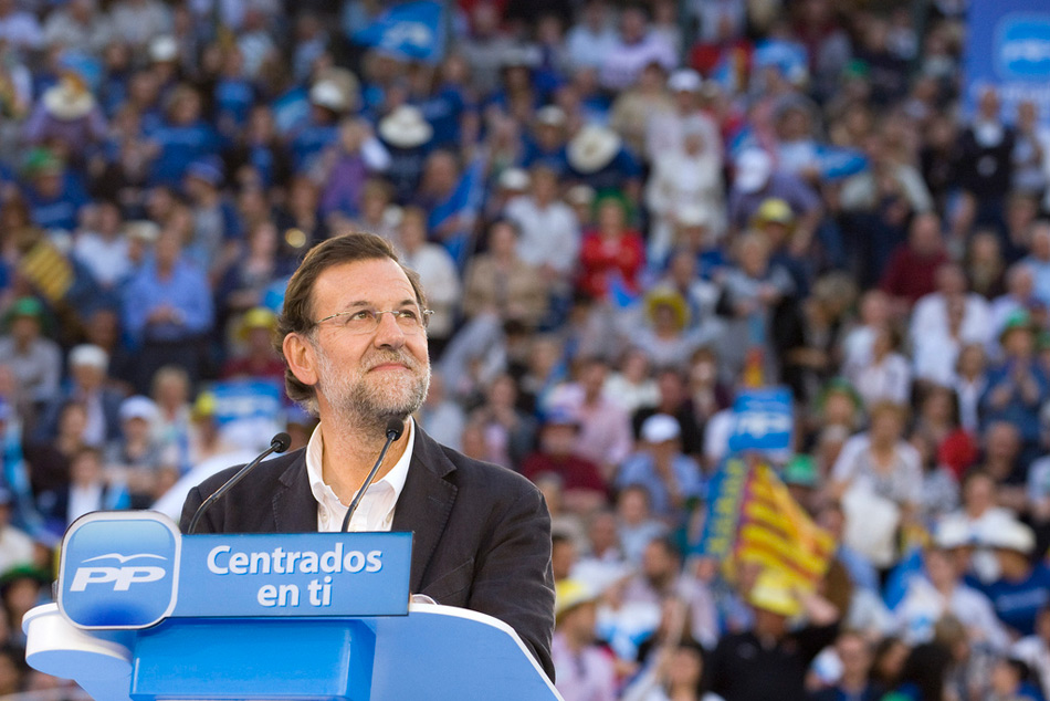 Mariano Rajoy en el mitin pagado irregularmente en Valencia