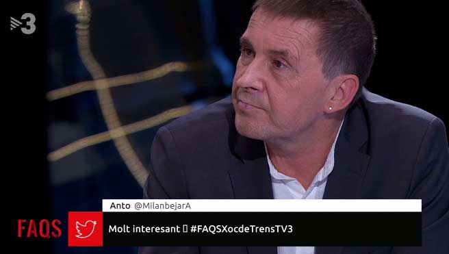 Captura de Arnaldo Otegi en TV3 