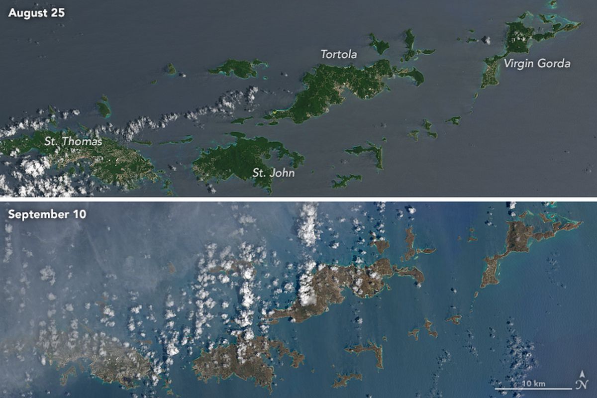 El huracán Irma cambió de color las Islas del Caribe