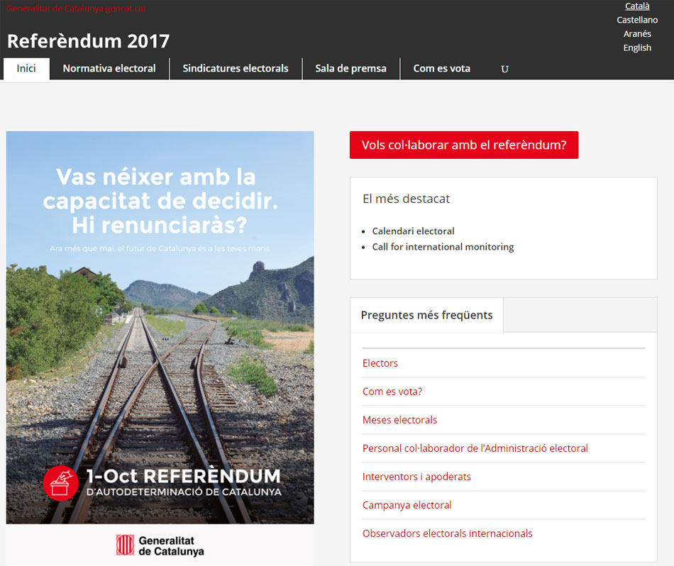 Captura de la web del referéndum clausurada