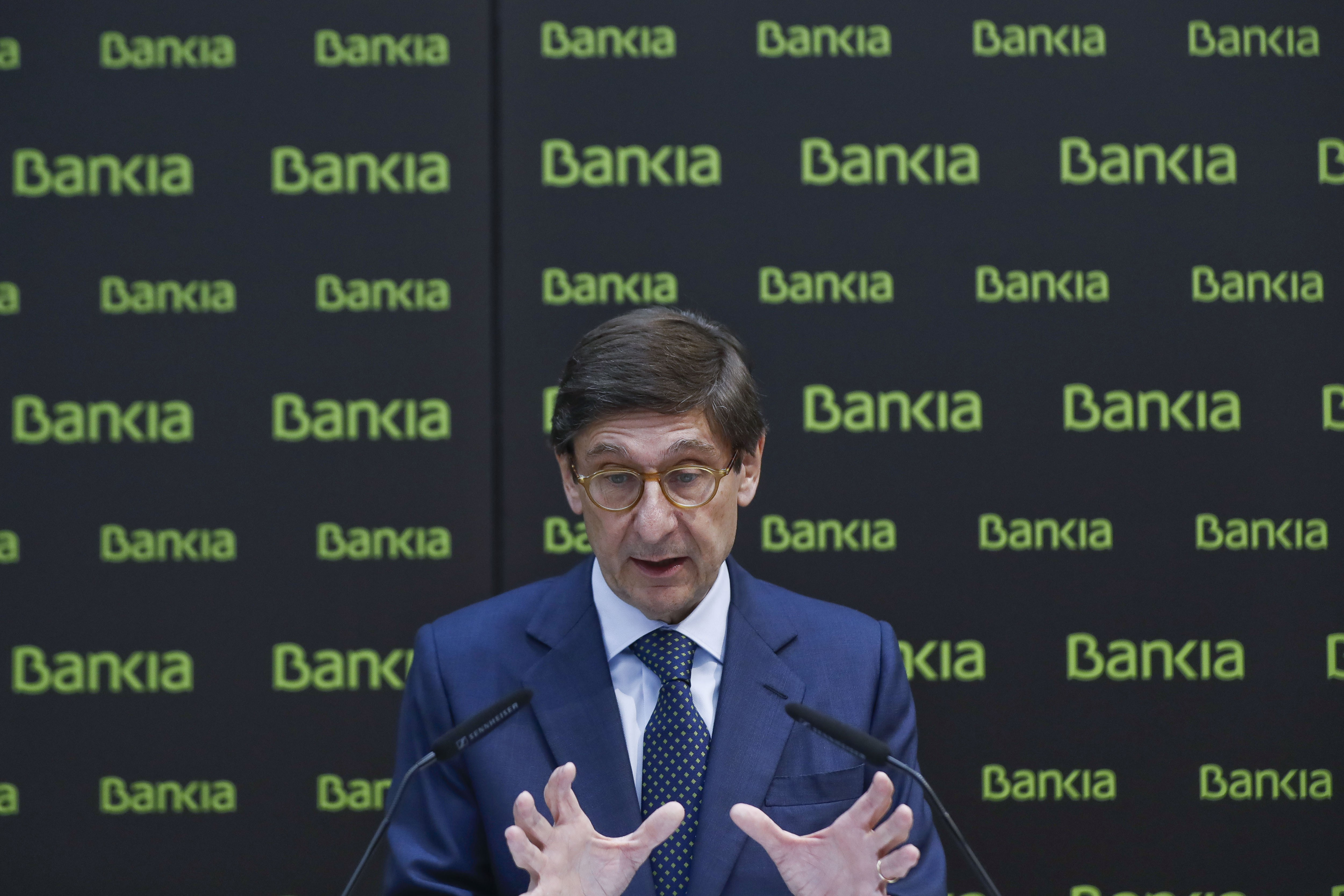 El presidente de Bankia, José Ignacio Goirigolzarri, durante la presentación en Madrid del acuerdo de fusión alcanzado entre la entidad que preside y BMN. 