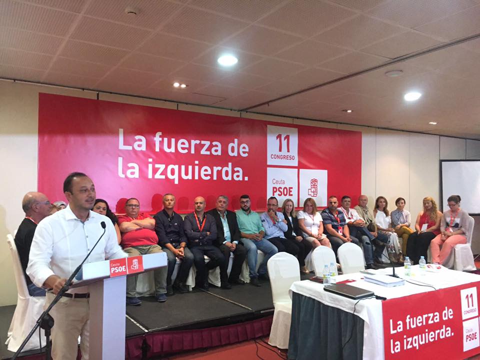 La nueva Ejecutiva del PSOE de Ceuta recién elegida este sábado en el Congreso regional