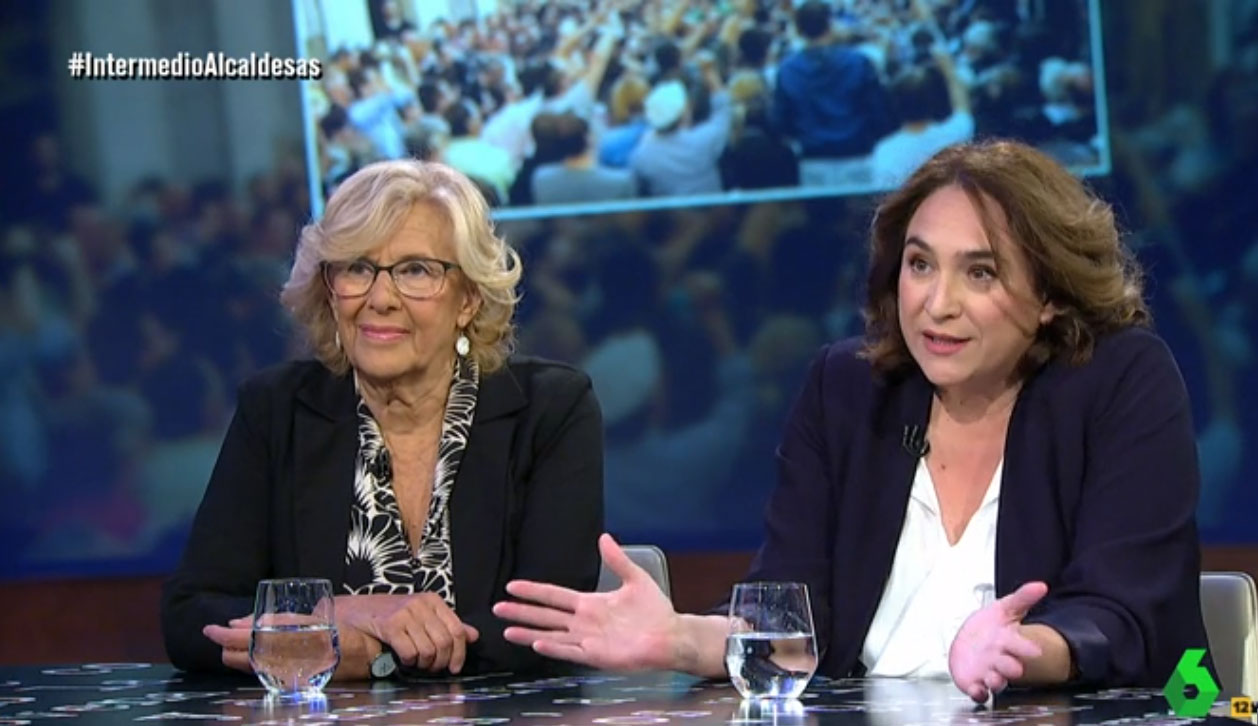 Manuela Carmena y Ada Colau durante su entrevista en El Intermedio