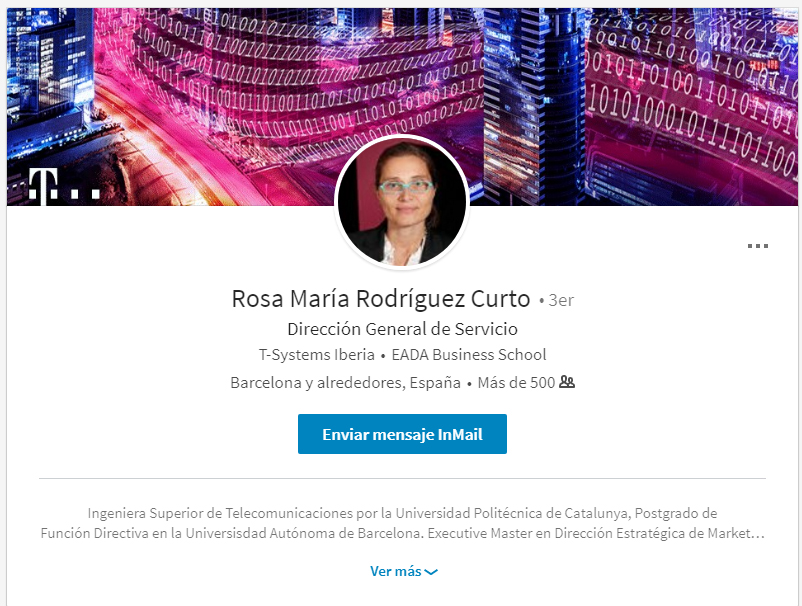 Perfil en Linkedin de Rosa María Rodríguez, directora general de Servicios de la Generalitat.