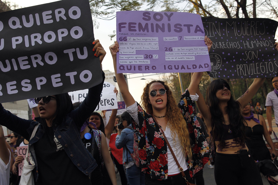 Mujeres manifestándose el pasado ocho de marzo. 