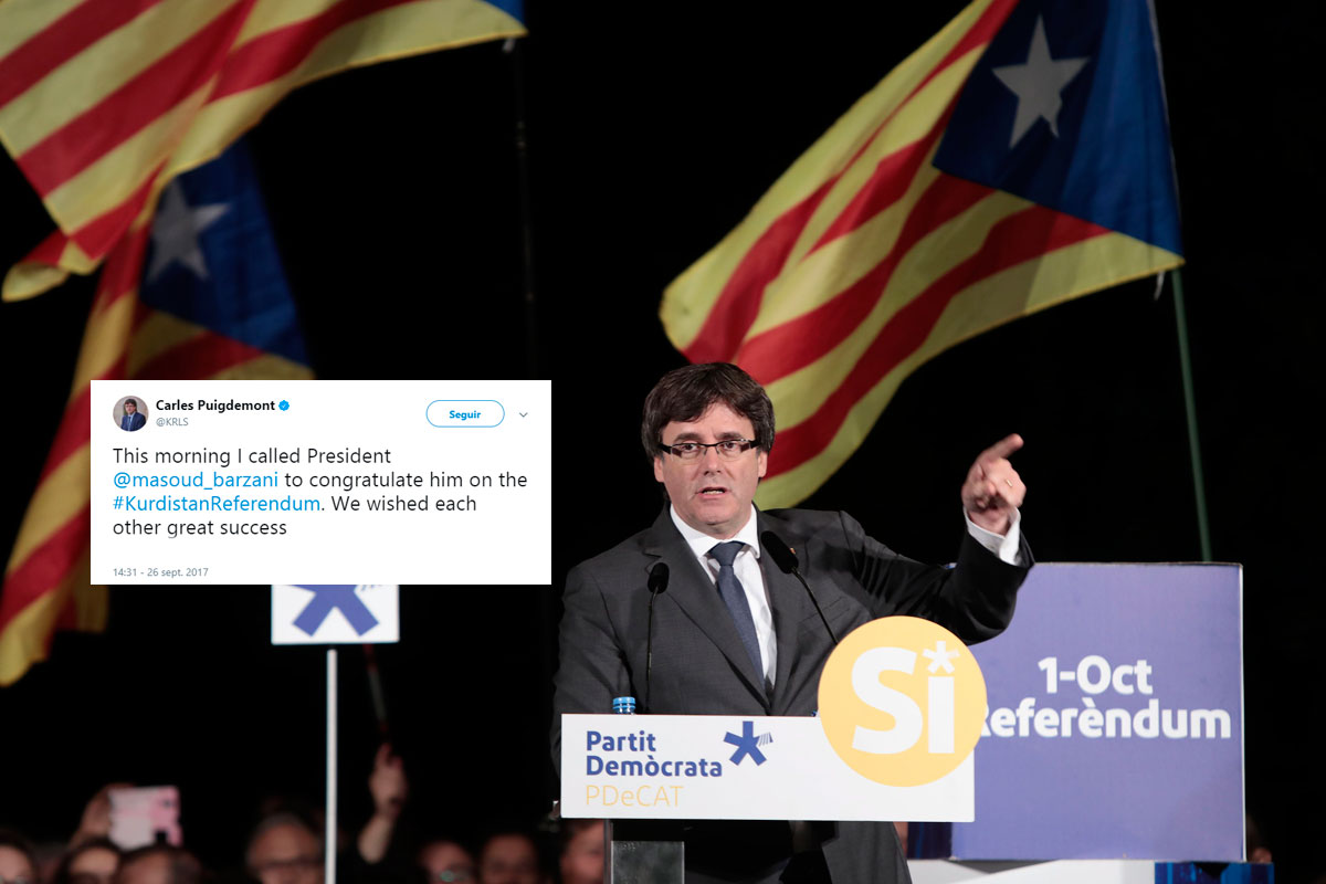 El presidente de la Generalitat Carles Puigdemont durante su intervención en un acto del PDeCAT