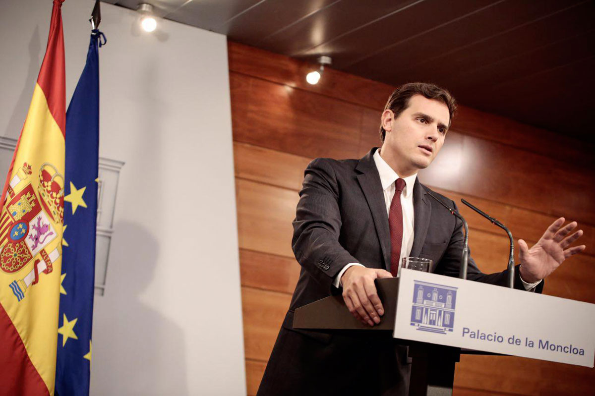 Albert Rivera en su comparecencia tras reunirse con Mariano Rajoy