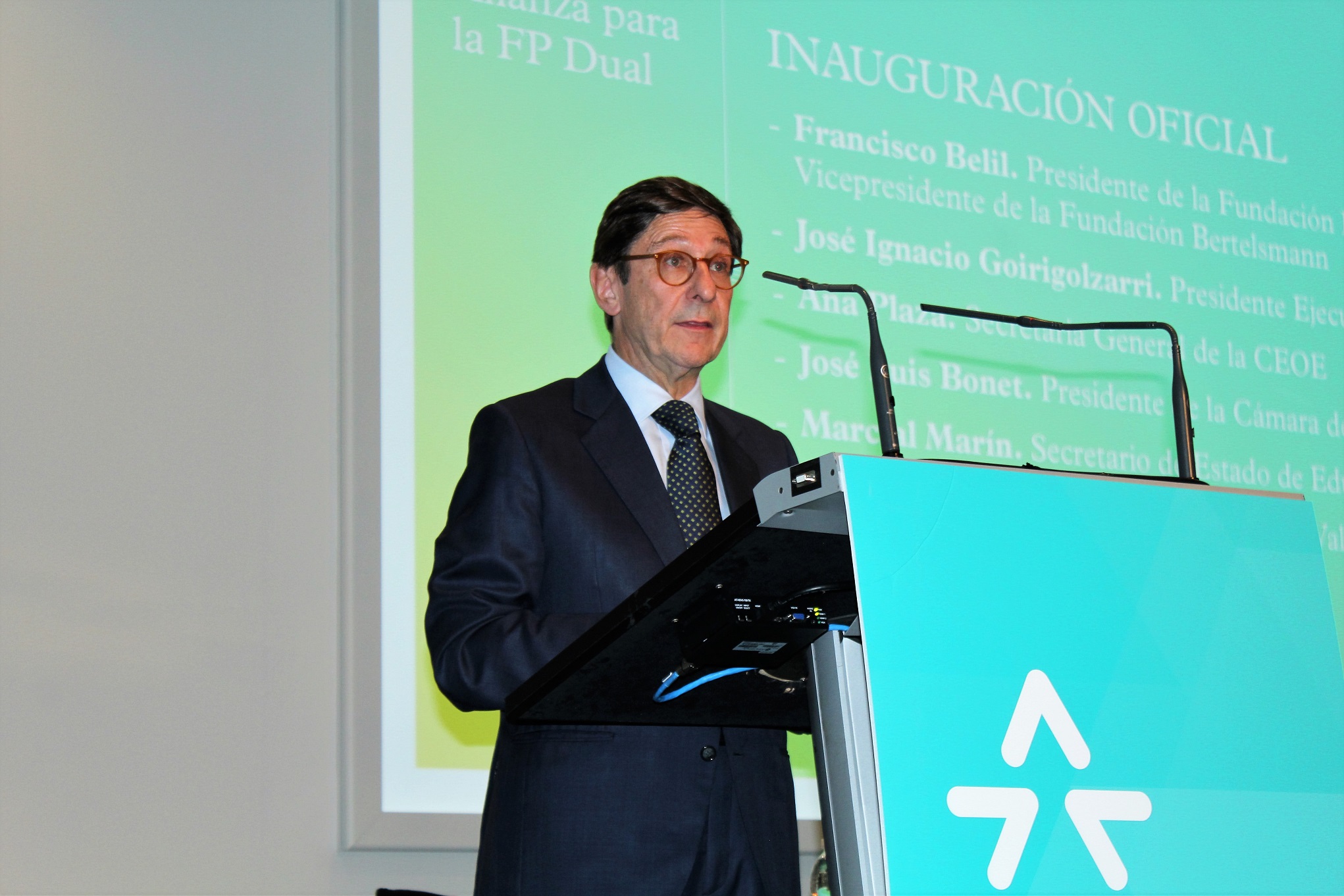 José Ignacio Gorigolzarri, presidente de Bankia, durante su intervención en el III Foro de la Alianza para la FP Dual.