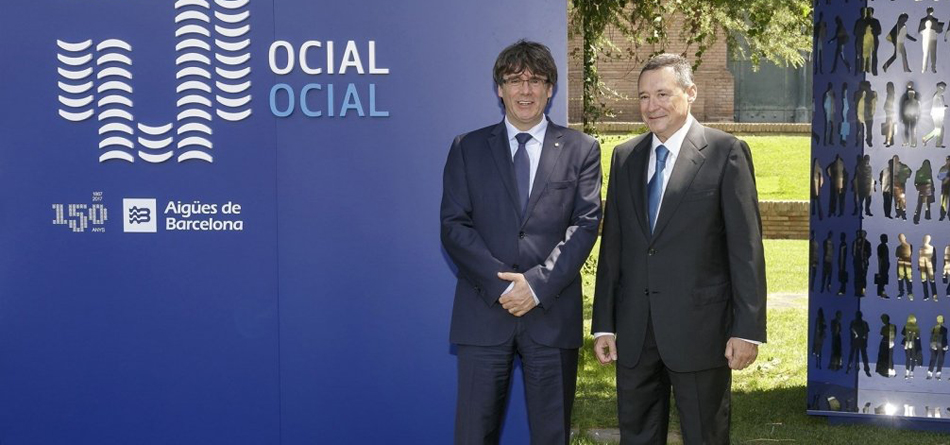 Carles Puigdemont y Àngel Simon en el 150 aniversario de Aguas de Barcelona 