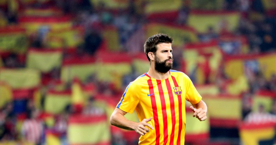 Gerard Piqué, durante un calentamiento en el Wanda Metropolitano.