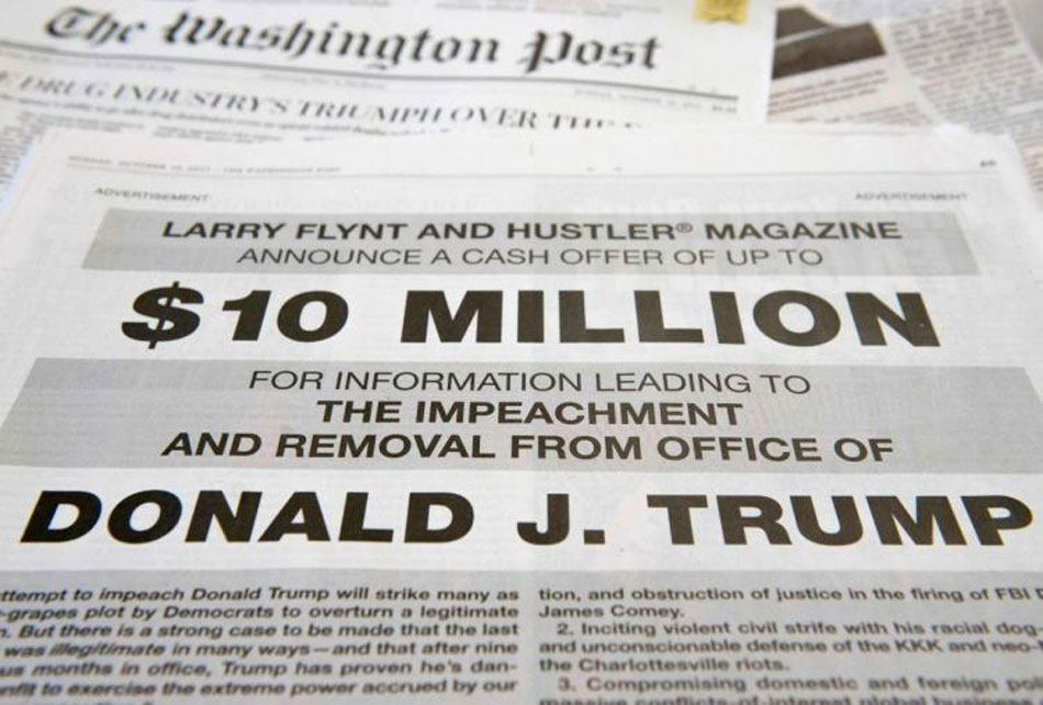 Anuncio publicado por Larry Flynt en 'The Whasington Post' sobre trapos sucios de Trump