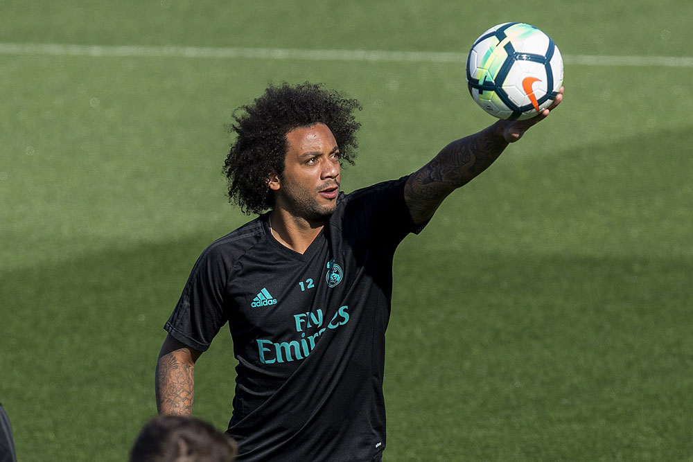 El defensa brasileño del Real Madrid Marcelo Vieira durante un entrenamiento. 