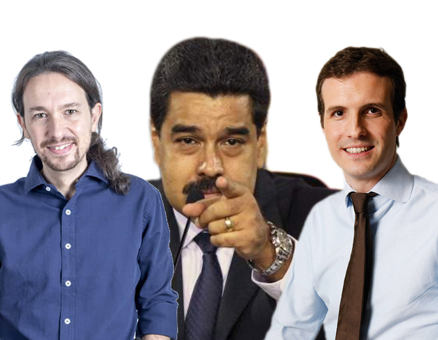 Pablo Iglesias, Nicolás Maduro y Pablo Casado