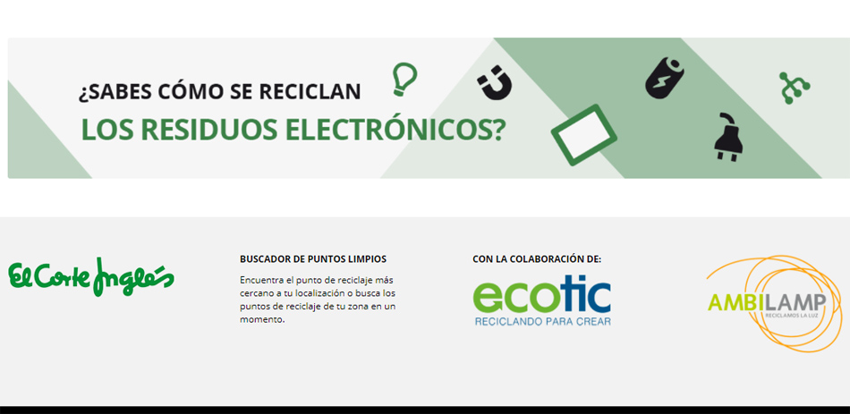 Imagen de la web de reciclaje de El Corte Inglés