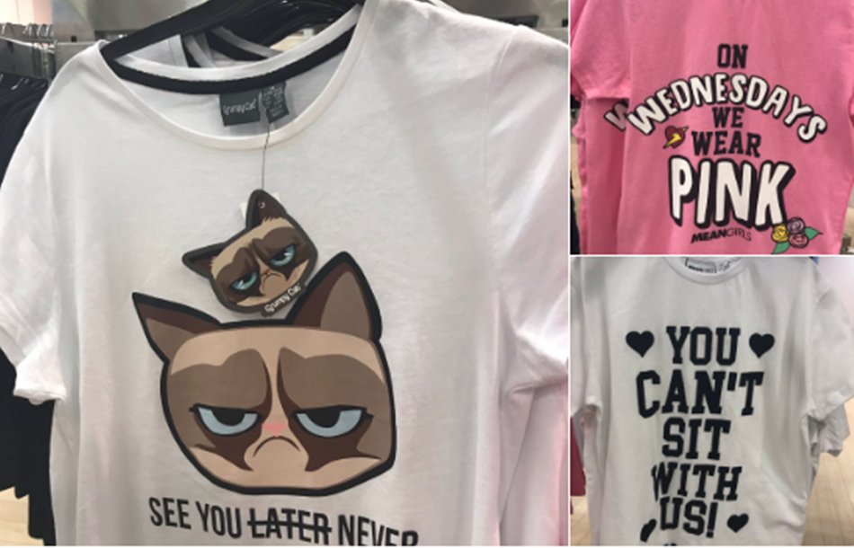 Las camisetas forman parte de una colección basada en la película 'Mean Girls'.