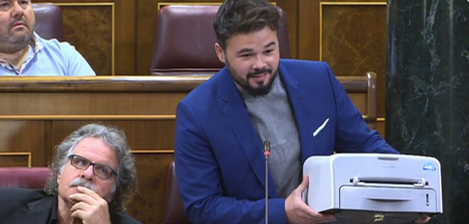 Los portavoces de ERC en el Congreso, Joan Tardà y Gabriel Rufián.