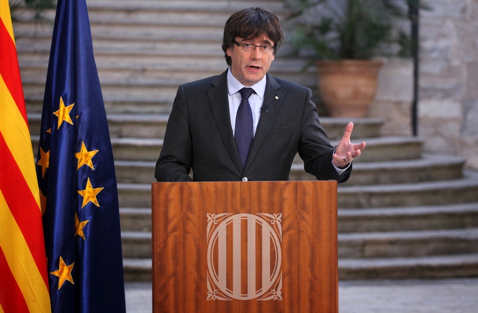 Carles Puigdemont durante su comparecencia. 