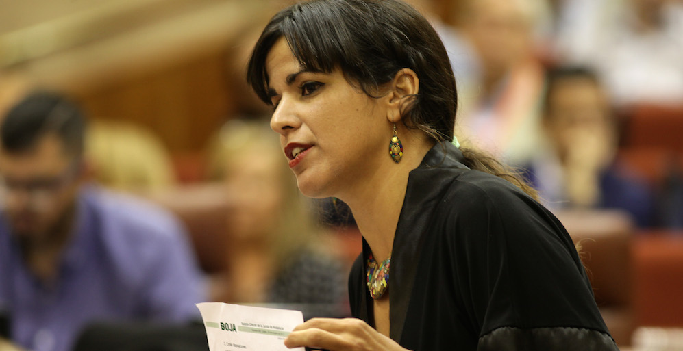 La líder de Podemos Andalucía, Teresa Rodríguez, en el Parlamento.