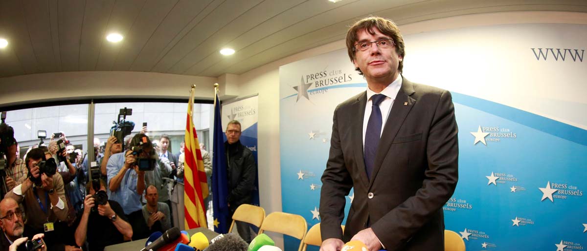 El expresident Carles Puigdemont en una rueda de prensa en Bruselas - ACN
