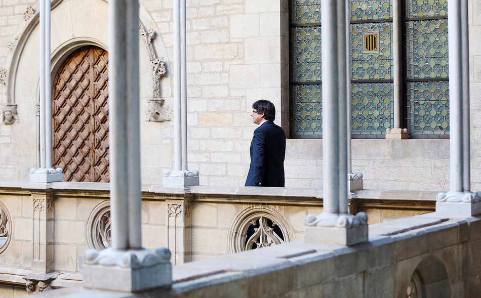 Puigdemont, en una imagen de archivo en el Palau de la Generalitat en Barcelona, ha emitido un nuevo comunicado. 