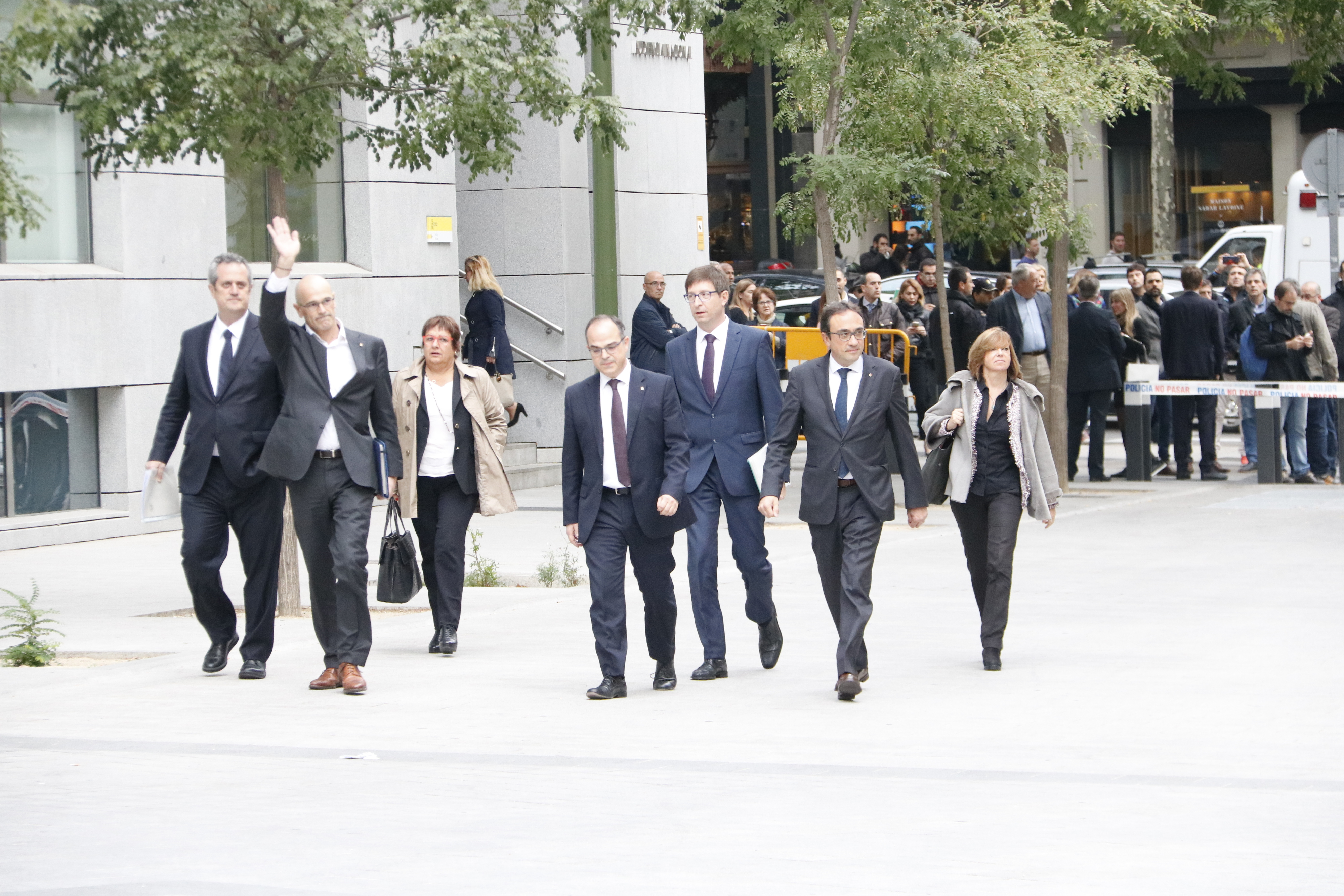 Joaquim Forn, Raül Romeva, Dolors Bassa, Jordi Turull, Carles Mundó, Josep Rull i Meritxell Borràs