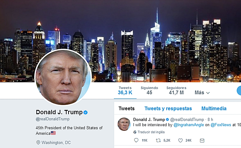 Por vez primera, la cuenta de Trump en Twitter permaneció suspendida durante unos diez minutos.