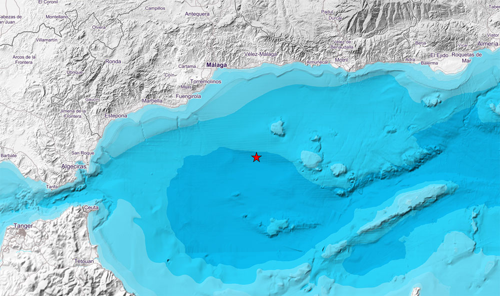 Mapa del empicentro del terremoto que se ha sentido en Málaga